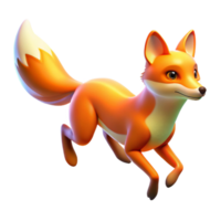 3D Render of a Red Fox in Motion png