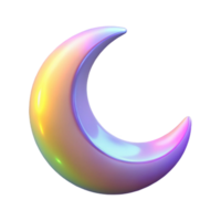 Iridescent Crescent Moon Abstract 3D Render png