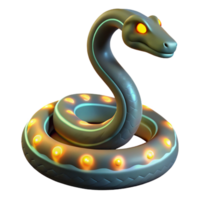 Glowing Serpent 3D Render of a Mystical Snake with Illuminated Scales png
