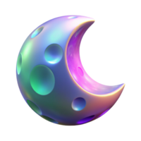 Crescent Moon 3D Render Iridescent, Celestial, Abstract Art png