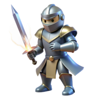 Fantasy Knight with Glowing Sword 3D Render of a Powerful Warrior png