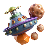 Cosmic Craft Spaceship Navigating Asteroid Field png