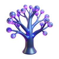 Luminous Abstract Tree 3D Render of Glowing Orb Branches png