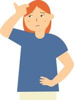 Person Confused Character with Flat Design. vector