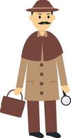 Detective Professional Character Isolated on White Background. vector