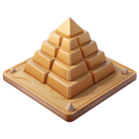 Step Pyramid Model Ancient Architecture, Geometric Blocks, Sand Base, 3D Render png
