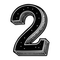 a black and white drawing of a number two vector