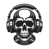 skull with headphone on a white background. vector