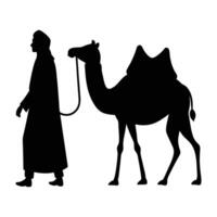 a silhouette of a man with a camel vector