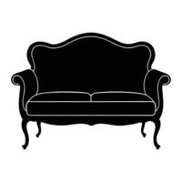 a black and white illustration of a couch white background vector