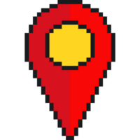 Location icon. Pixelated map pin. Pin icon. Travel destination png