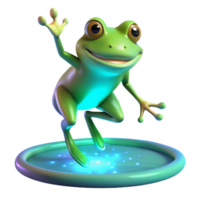 Happy Frog on Illuminated Pad 3D Render of Amphibian png