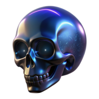 Cosmic Skull A 3D Render of a Metallic Skull with Glowing, Starry Details png