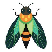 a cartoon insect with green and orange wings vector