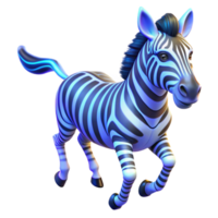 Glowing Zebra 3D Render of a Running Zebra with Neon Stripes png