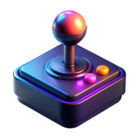 Retro Gaming Joystick 3D Render of Classic Arcade Controller with Neon Lights png