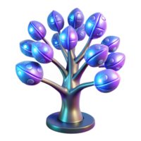 Luminous Abstract Tree 3D Render of Glowing, Biomorphic Design png