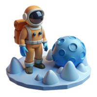 Astronaut on Lunar Surface 3D Render of Space Exploration png