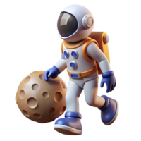 Astronaut and Moon Rock A 3D Render of Space Exploration png