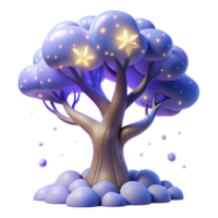 Glowing Starry Tree 3D Render of Magical Fantasy Tree png