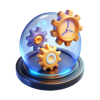 Interlocking Gears and Clock in Glass Dome A 3D Render of System Efficiency png