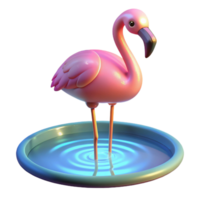Pink Flamingo in a Pool of Water 3D Render png