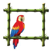 a parrot sitting on a bamboo frame with a white background vector