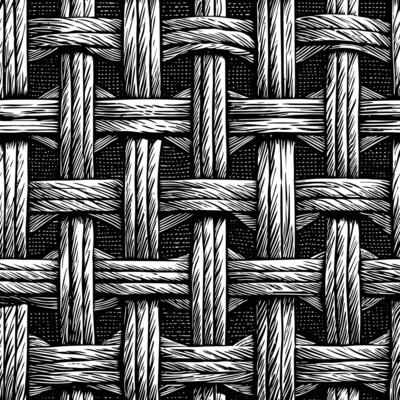 a woven basket weave pattern in black and white