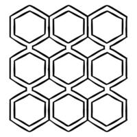 a black and white drawing of hexagons vector