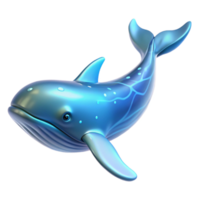 Ocean Life 3D Render of a Blue Whale with Glowing Patterns png