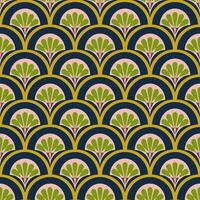 Scale Japan Motif Seamless Print Design Geometric With Ethnic Floral Pattern. vector