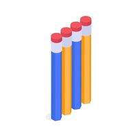 A handy isometric icon of pencils in trendy design style vector