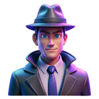 3D Render of a Sleuth Mysterious Detective in Fedora png
