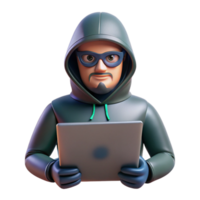 Cybersecurity Threat Anonymous Hacker Using Tablet png