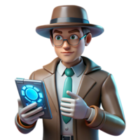 Digital Detective Investigating with Futuristic Technology png