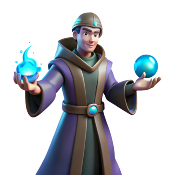 mestre do elementos 3d render do uma fantasia mago png