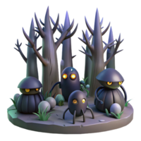 Mysterious Forest Creatures 3D Render of Dark Fantasy Inhabitants png