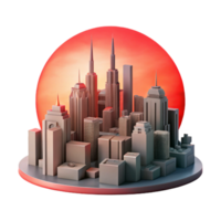 Sunset Cityscape A 3D Model of a Modern Metropolis png