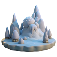 Winter Wonderland 3D Render of Cartoon Snowy Mountain Scene png