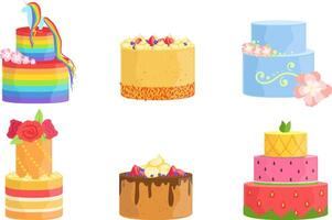 Set of cakes with colorful icing. illustration. vector