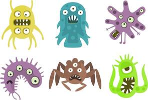 Set of evil germs with eyes. illustration. vector