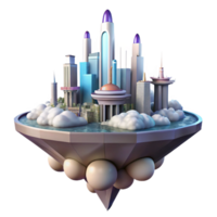 futurista paisagem urbana em uma flutuando ilha uma 3d render png