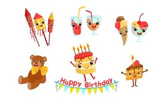 Set of attributes for celebrating a birthday. illustration. vector