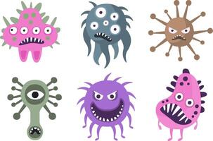 Set of multicolored germs with eyes. illustration. vector