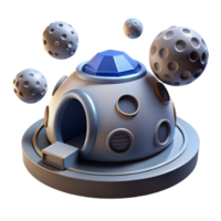 Futuristic Lunar Habitat Dome Structure with Satellite Moons png