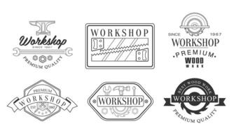 Set of logos for the workshop and blacksmiths. illustration. vector