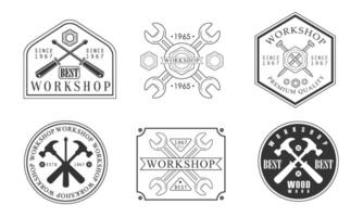 Set of logos for the workshop. illustration. vector