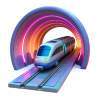 High Speed Rail Transit System Futuristic Tunnel Design with Neon Lighting png