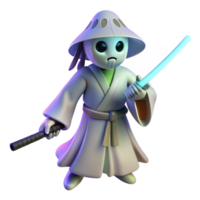 3D Render of a Robotic Monk with Lightsabers png