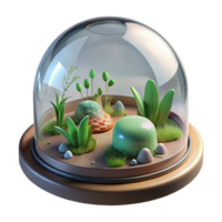 Miniature Glass Dome Ecosystem A 3D Render of a Small Scale Botanical Garden png